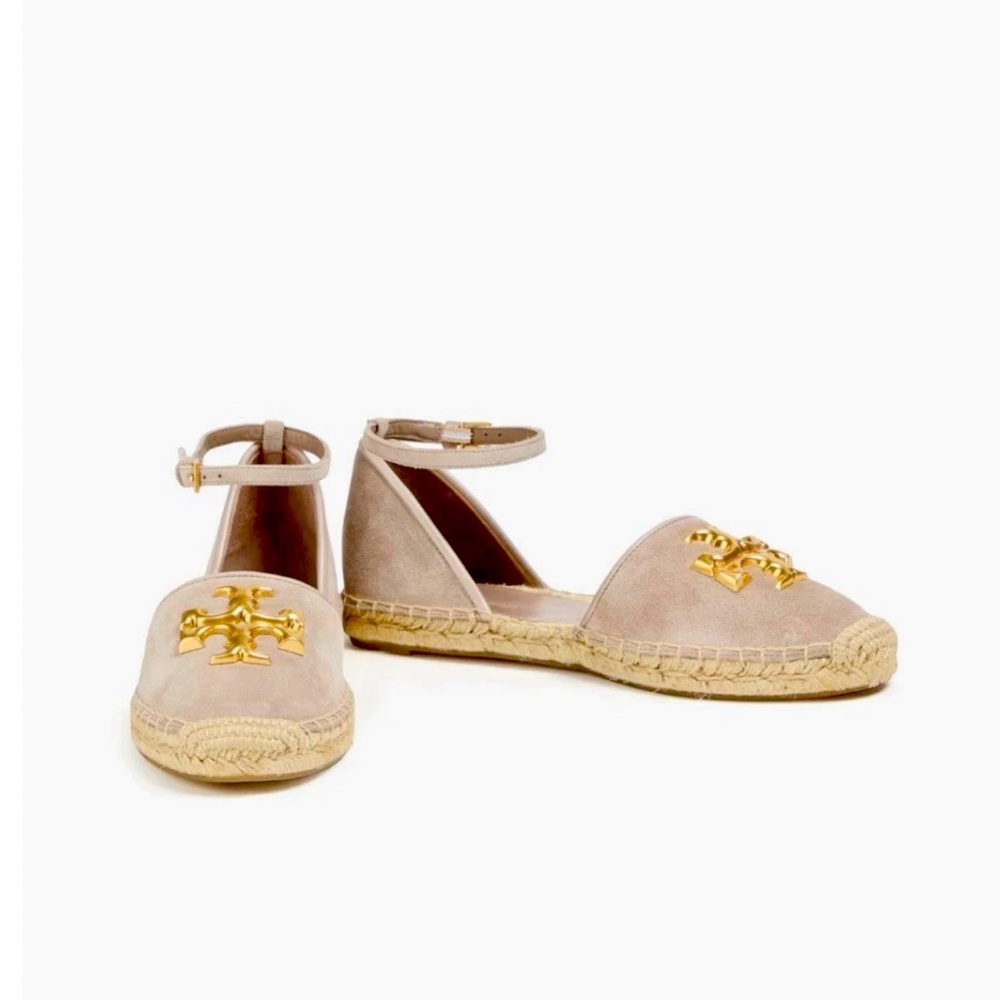 Tory Burch Elanor Dorsay Espadrilles with Gold Logo Size 10(New)